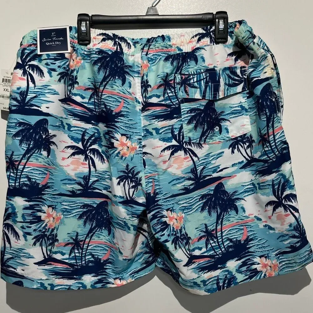 Club Room Men's‎ Multicolor Tropical Quick Dry Drawstring Swim Trunks XXL NWT